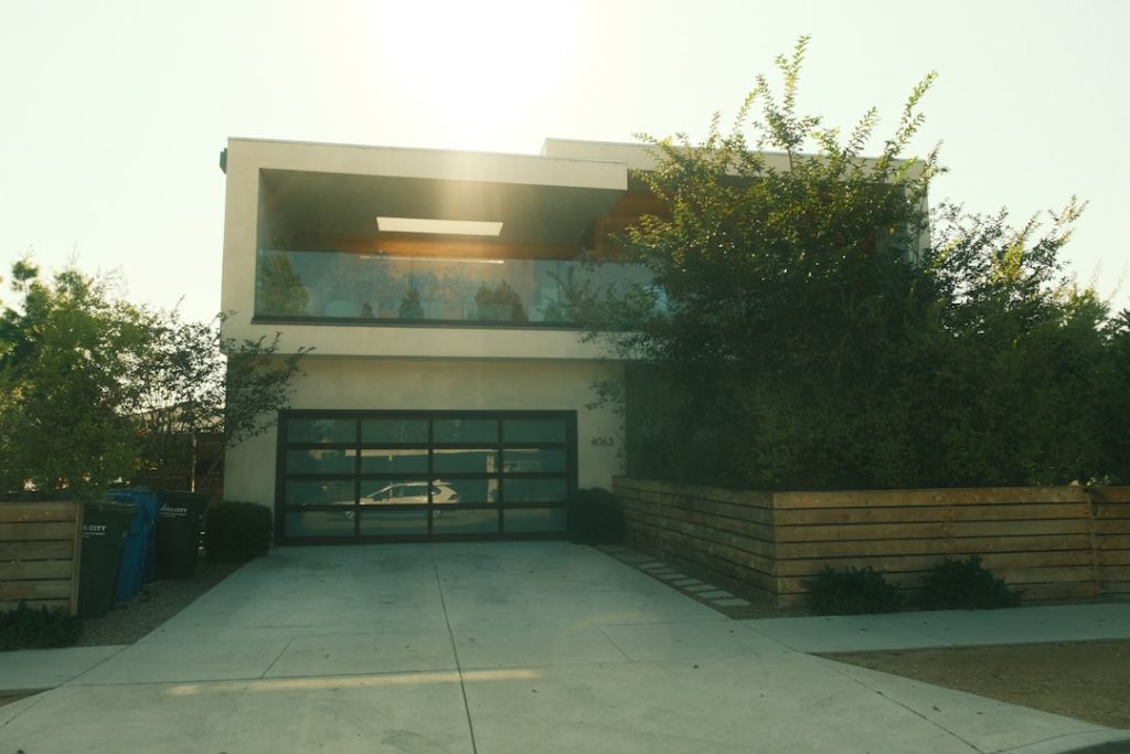 Modern home garage and driveway for smart access automation