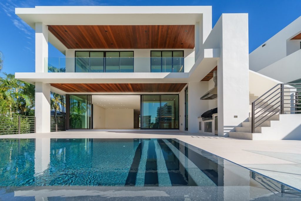 Modern residential swimming pool for smart pool automation